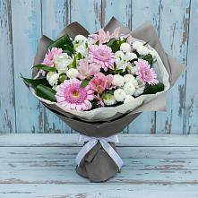 Букет цветов из:  Герберы, Альстромерии и Хризантемы в Поселок пансионат Клязьминское водохранилище