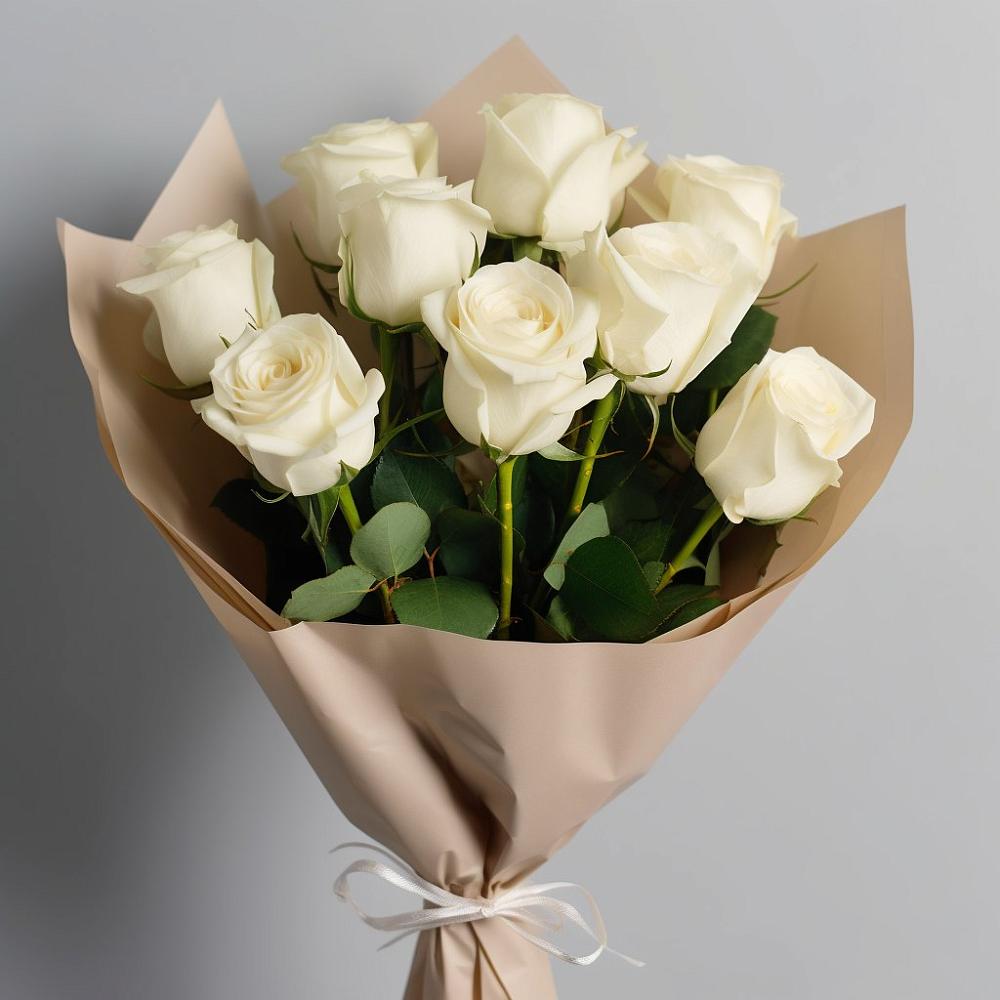 Букет 9 Белых роз Эдлесс Лав в Поселок пансионат Клязьминское водохранилище