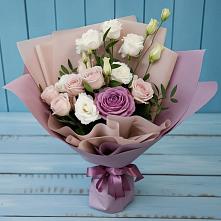 Букет цветов из:  Розы и Лизиантусы в Поселок пансионат Клязьминское водохранилище