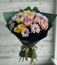 Букет цветов из:  Хризантемы и Розы в Поселок пансионат Клязьминское водохранилище