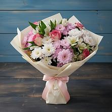 Букет цветов из:  Хризантемы, Альстромерии и Розы в Поселок пансионат Клязьминское водохранилище