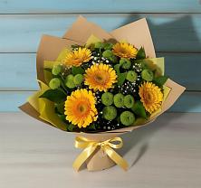 Букет цветов из:  Герберы и Хризантемы в Поселок пансионат Клязьминское водохранилище