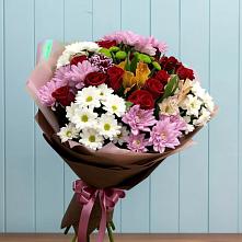 Букет цветов из:  Розы, Хризантемы и Альстромерии в Поселок пансионат Клязьминское водохранилище