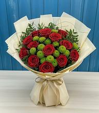 Букет цветов из:  Розы и Хризантемы в Поселок пансионат Клязьминское водохранилище